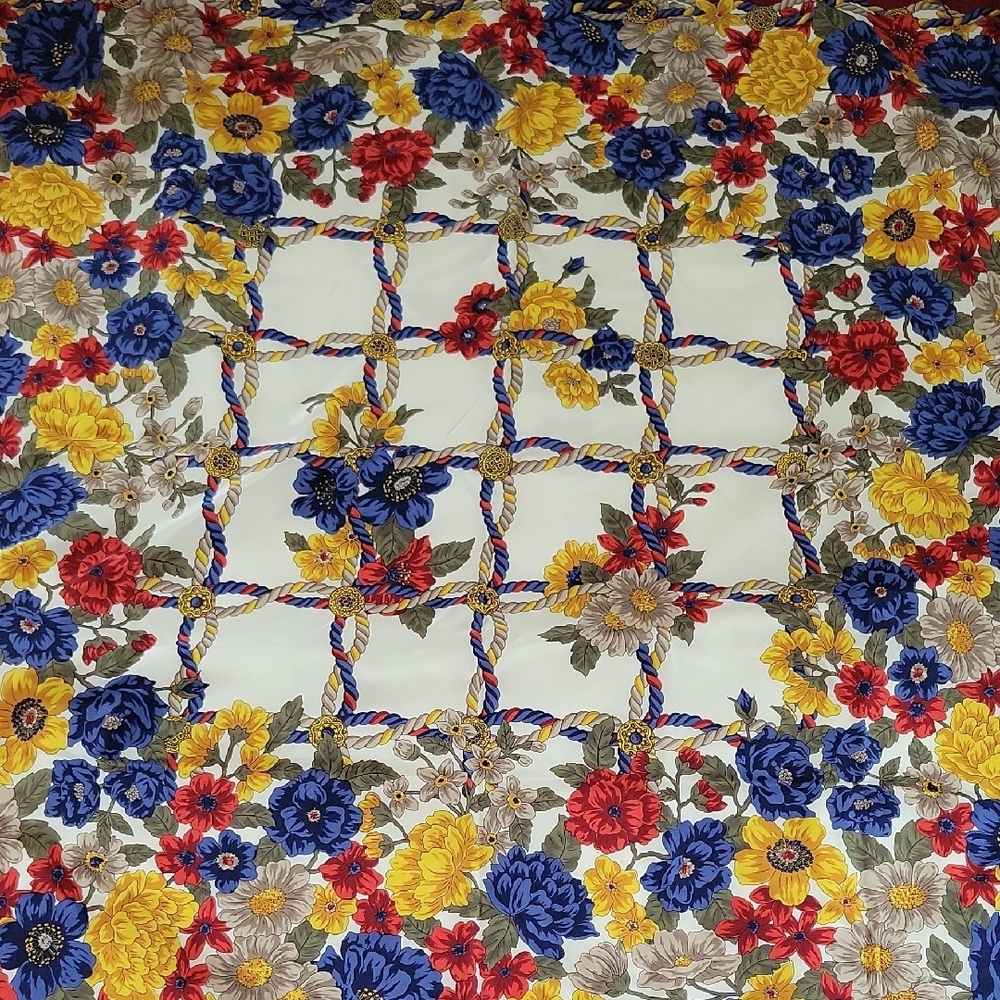 Gucci Floral Silk Scarf in Red, Blue, Yellow, Cream - Picture 3 of 5